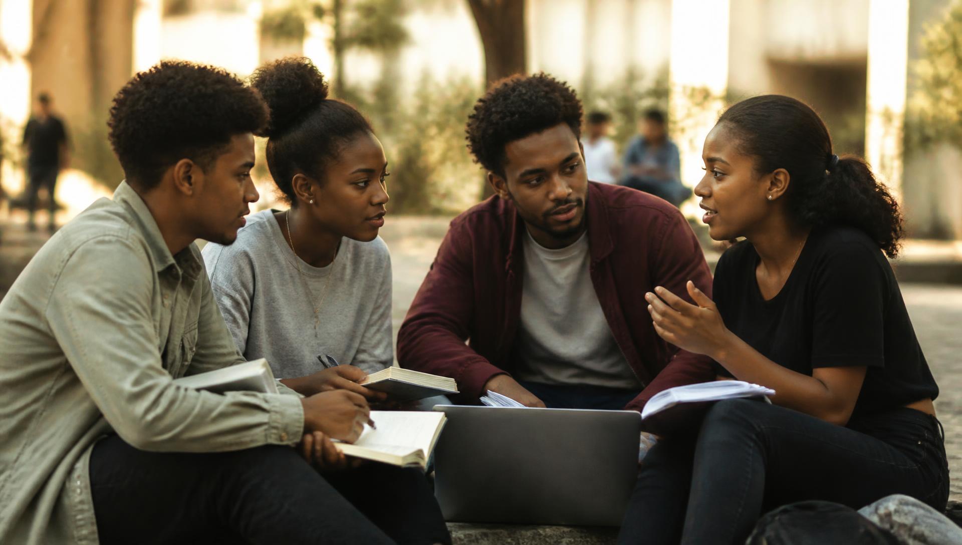 Students studying together on a university campus in Addis Ababa